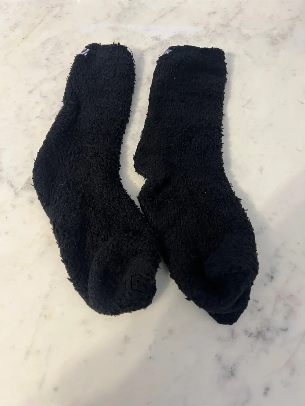 Cozy Fuzzy Black Crew Socks